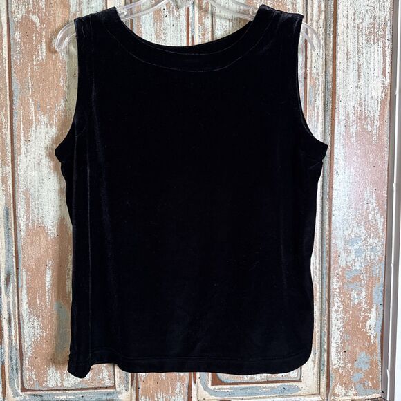 Allison Daley Black Velour/Velvet Tank Top 12 Sleeveless - Picture 1 of 7